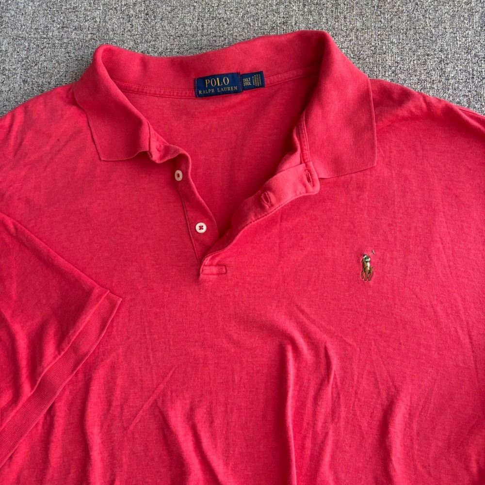 Polo Ralph Lauren Polo Shirt Mens 3XLT Classic Fit Red Short Sleeve Flesh Pony